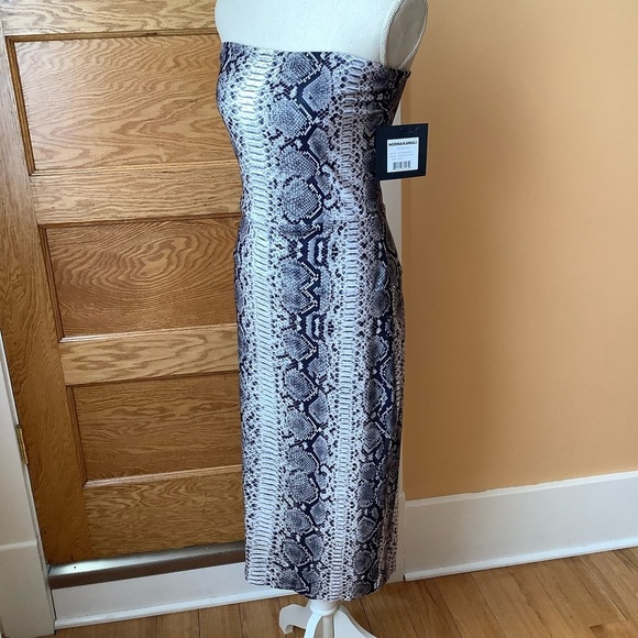 NORMA KAMALI Snake Print Bandeau Jersey Dress Size XL - Picture 4 of 11